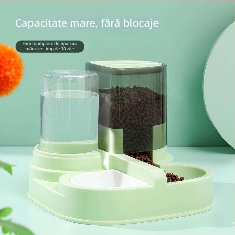 Fermător automat pentru pisici cu tavă integrată de apă și mâncare, material PP, brand Jiayou, model Semi-oval Feeder