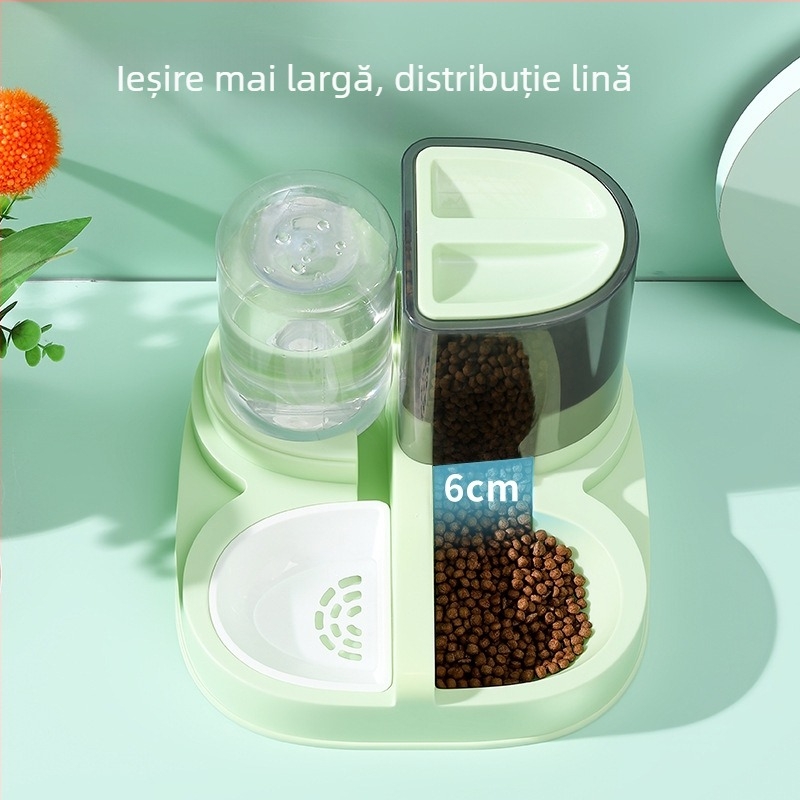 Fermător automat pentru pisici cu tavă integrată de apă și mâncare, material PP, brand Jiayou, model Semi-oval Feeder