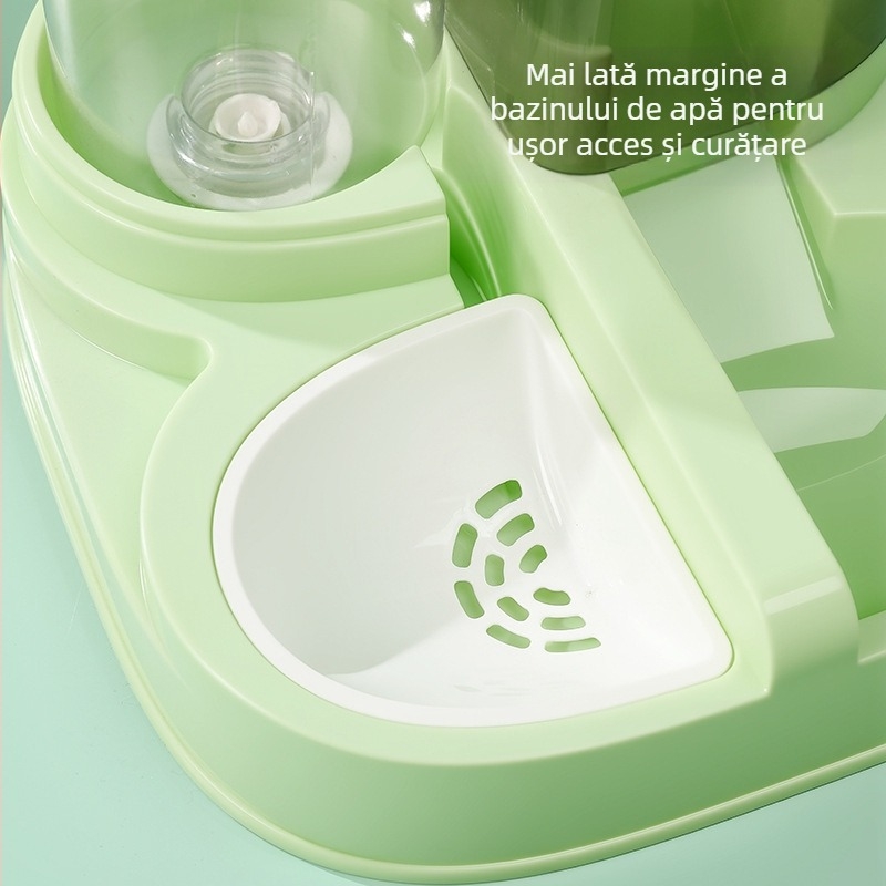 Fermător automat pentru pisici cu tavă integrată de apă și mâncare, material PP, brand Jiayou, model Semi-oval Feeder