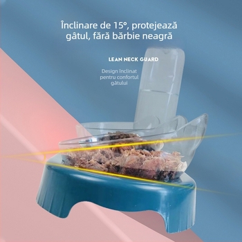 Vas pentru pisici cu două boluri, alimentator automat și adăpător
