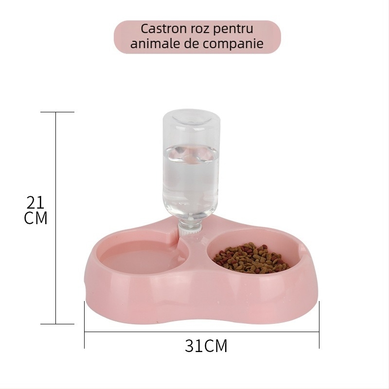 Bol de apă pentru pisici din plastic, cu design anti-stropire – accesoriu pentru hrănire animale de companie