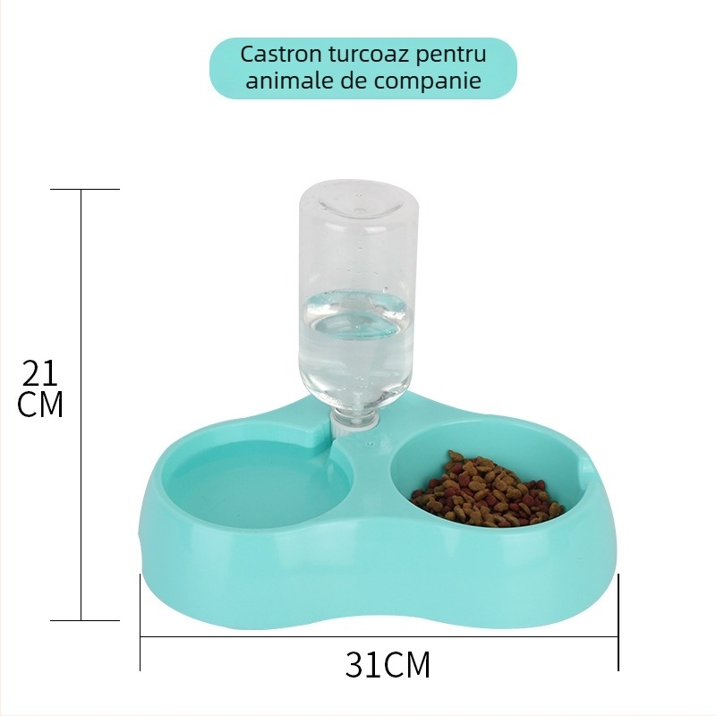 Bol de apă pentru pisici din plastic, cu design anti-stropire – accesoriu pentru hrănire animale de companie