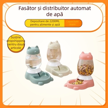 Furnizor automat de hrană și apă pentru animale de companie, PP+PET, anti-întoarcere, capacitate mare, pentru pisici și câini