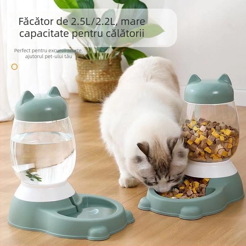 Furnizor automat de hrană și apă pentru animale de companie, PP+PET, anti-întoarcere, capacitate mare, pentru pisici și câini