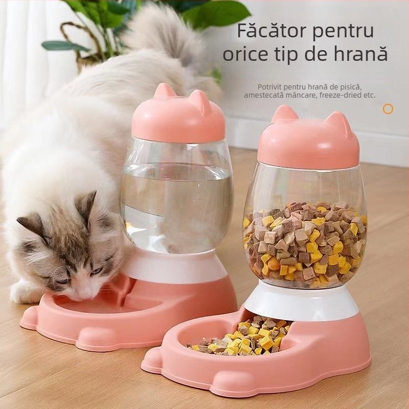Furnizor automat de hrană și apă pentru animale de companie, PP+PET, anti-întoarcere, capacitate mare, pentru pisici și câini