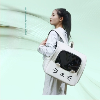 Rucsac pentru transport pisici, material Oxford, model desen animat, construcție rigidă, capacitate de 7,5 kg