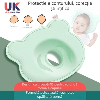 Pernă de formare a capului bebelușului, umplutură memory cotton 80D; material principal: bumbac; țesătura: bumbac