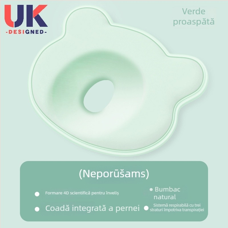 Pernă de formare a capului bebelușului, umplutură memory cotton 80D; material principal: bumbac; țesătura: bumbac