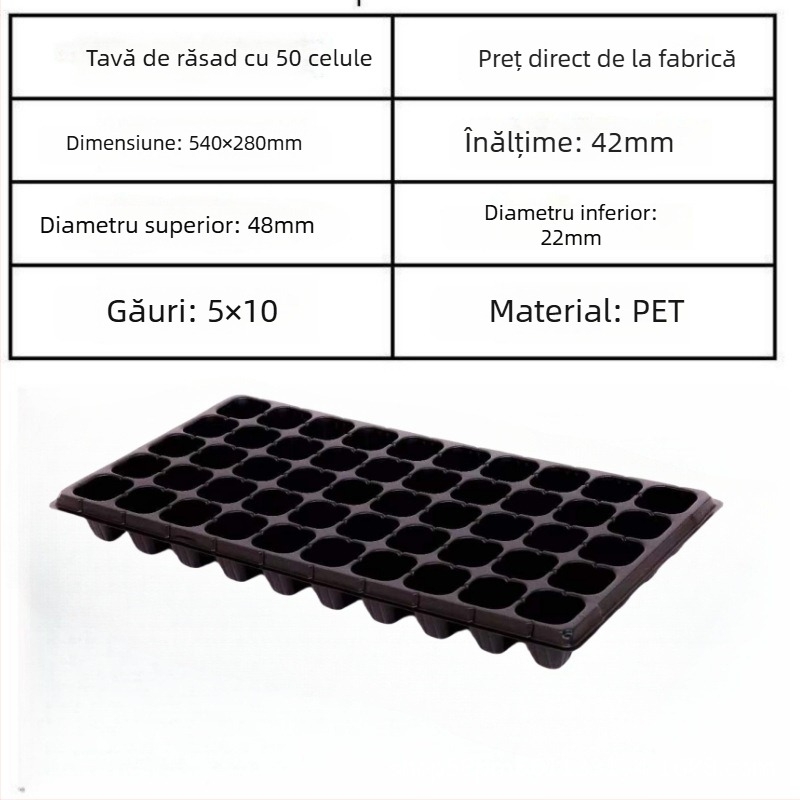 Tavă pentru răsaduri din PET, Seedling tray 002, pentru cultivarea răsadelor, legume, împădurire, Jin Xu