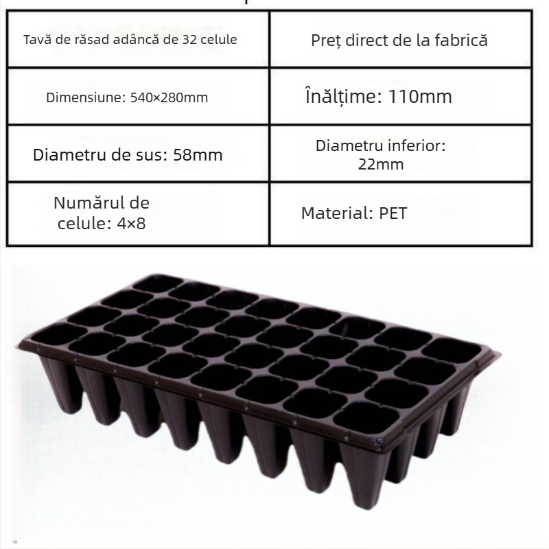 Tavă pentru răsaduri din PET, Seedling tray 002, pentru cultivarea răsadelor, legume, împădurire, Jin Xu