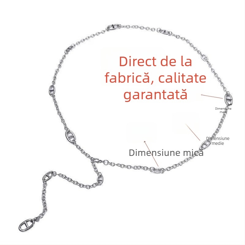 Lanț metalic pentru talie, stil european și american, pentru femei, cu mai multe bucle