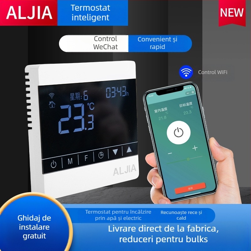 ALJIA panou de control al temperaturii pentru aer condiționat central, regulator inteligent de temperatură, compatibil cu aparatele de aer condiționat, 220V