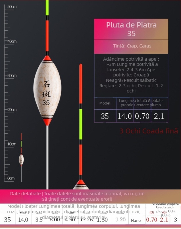 Plutitori verticali pentru pescuit — Telepathy, material compozit