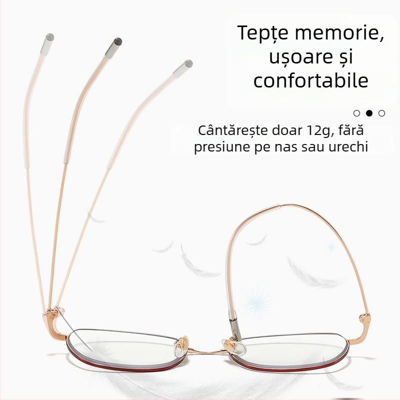 Hyunsha Ochelari de citit, ramă metalică, lentile PC, lentile asferice, protecție împotriva luminii albastre