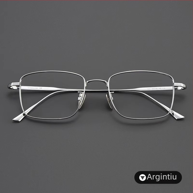 Ochelari de citit, ramă pătrată, titan pur, lentile din rășină, anti-lumină albastră, anti-radiație, pentru adulți