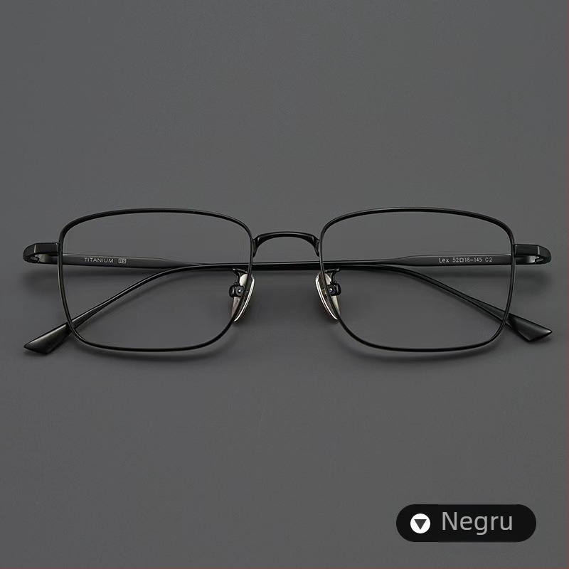 Ochelari de citit, ramă pătrată, titan pur, lentile din rășină, anti-lumină albastră, anti-radiație, pentru adulți