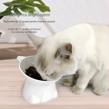 Vas plastic pentru hrană și apă pentru animale de companie, cu stabilizare anti-rasturnare, design cu picioare înalte pentru protecția gâtului, pentru pisici și câini