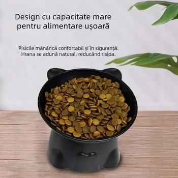 Vas plastic pentru hrană și apă pentru animale de companie, cu stabilizare anti-rasturnare, design cu picioare înalte pentru protecția gâtului, pentru pisici și câini