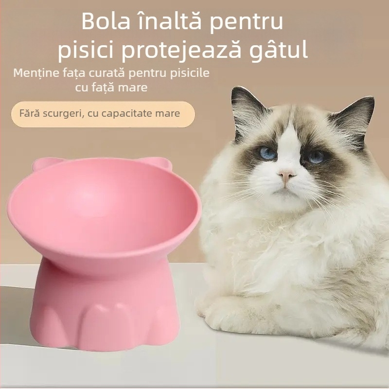 Vas plastic pentru hrană și apă pentru animale de companie, cu stabilizare anti-rasturnare, design cu picioare înalte pentru protecția gâtului, pentru pisici și câini