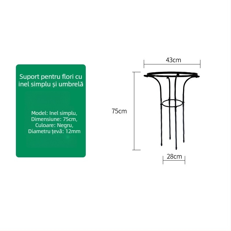 Suport de flori în formă de umbrelă pentru viță de vie și trandafiri cățărători, țeavă din oțel galvanizat cu strat de plastic, pentru exterior