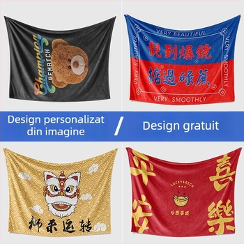 Pătură din flanel cu model imprimat desen animat, 200 g, fir amestecat, toamnă-iarnă