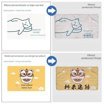 Pătură din flanel cu model imprimat desen animat, 200 g, fir amestecat, toamnă-iarnă