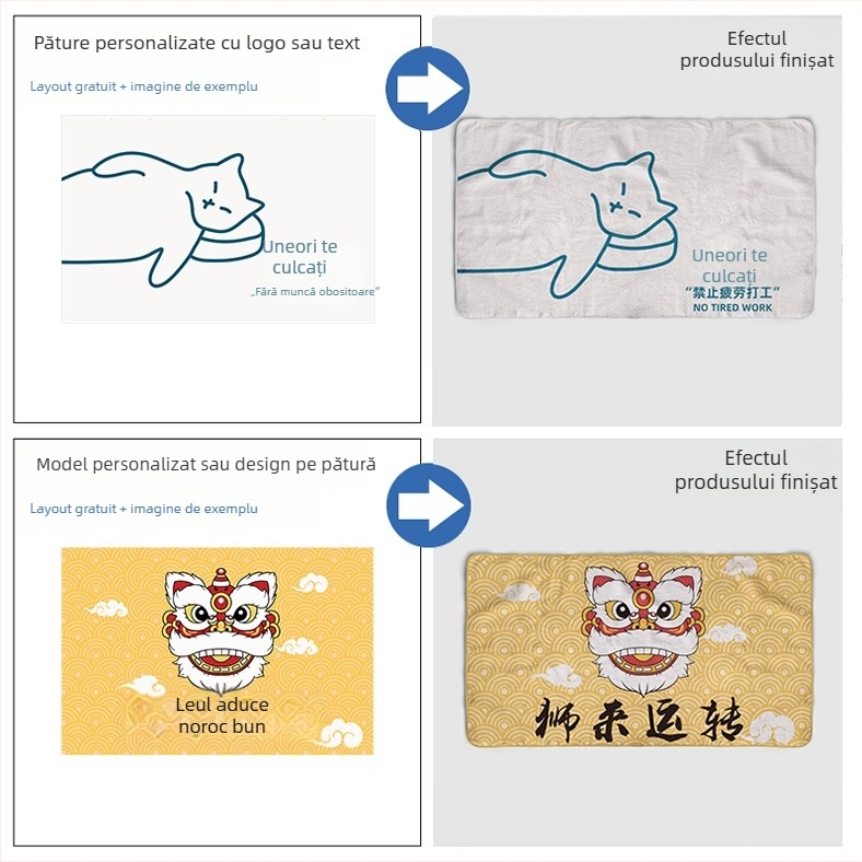 Pătură din flanel cu model imprimat desen animat, 200 g, fir amestecat, toamnă-iarnă