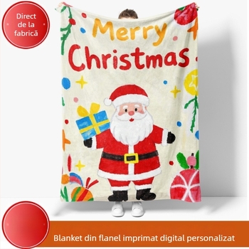Pătură de flanel personalizată, poliester, 280–300 g/m², imprimare portret personalizată, pentru toate anotimpurile