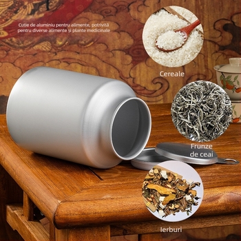 Recipient pentru depozitarea ceaiului, capac etanș anti-umezeală, material din folie de aluminiu compozită, imprimare offset, capacitate 0,5–5 kg