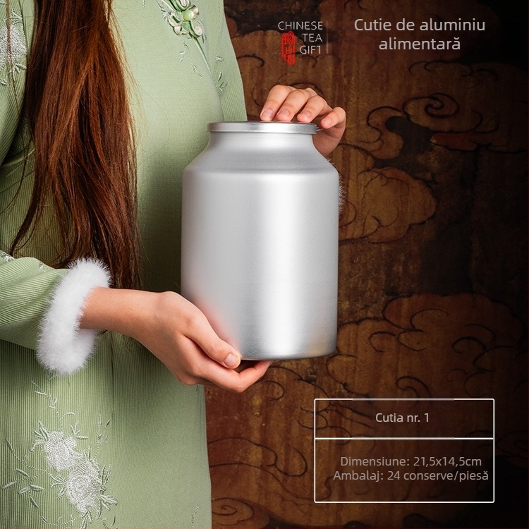 Recipient pentru depozitarea ceaiului, capac etanș anti-umezeală, material din folie de aluminiu compozită, imprimare offset, capacitate 0,5–5 kg