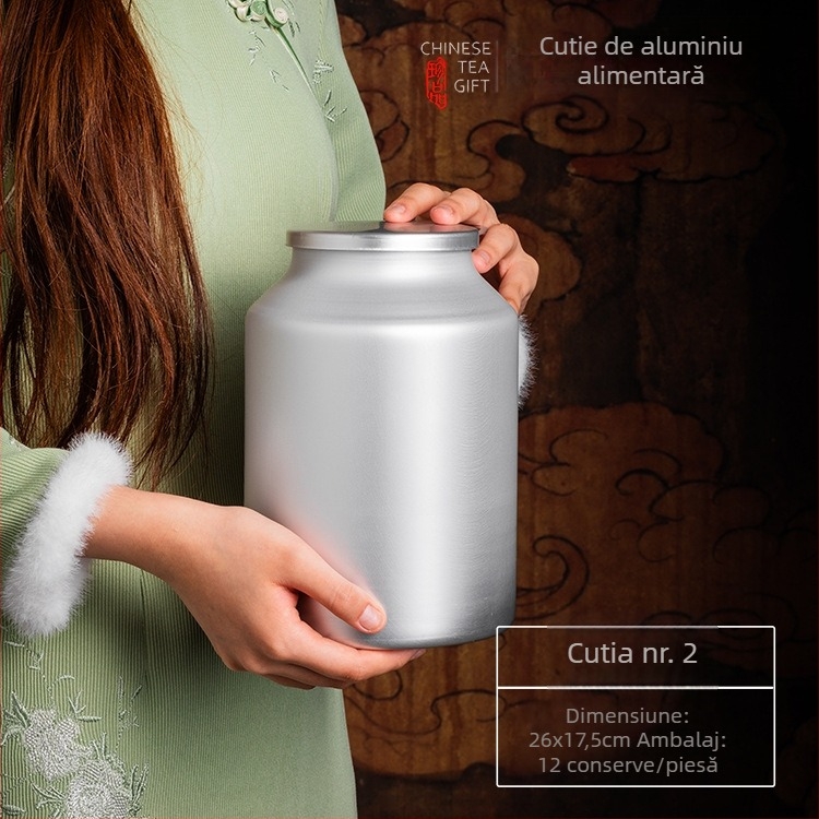 Recipient pentru depozitarea ceaiului, capac etanș anti-umezeală, material din folie de aluminiu compozită, imprimare offset, capacitate 0,5–5 kg
