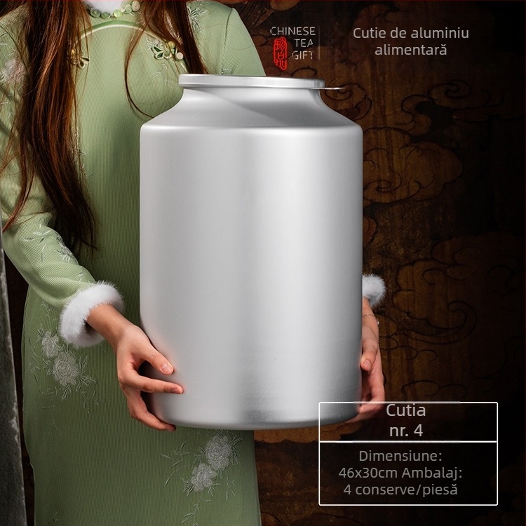 Recipient pentru depozitarea ceaiului, capac etanș anti-umezeală, material din folie de aluminiu compozită, imprimare offset, capacitate 0,5–5 kg