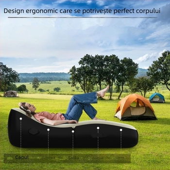 Canapea gonflabilă cu acoperire PVC catifelată, fotoliu recliner pentru 1 persoană, 2,3 kg net, pompă de aer electric