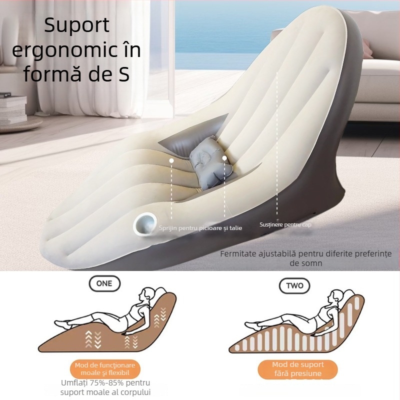 Canapea gonflabilă de un loc pentru camping în aer liber cu pompă electrică, material PVC, greutate 2,6 kg