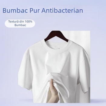 Tricou din bumbac 95% cu imprimeu cu logo, croială lejeră, guler rotund, mâneci scurte