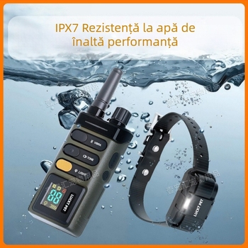 Colier electric pentru dresajul câinilor, telecomandă, rază până la 2000 de metri