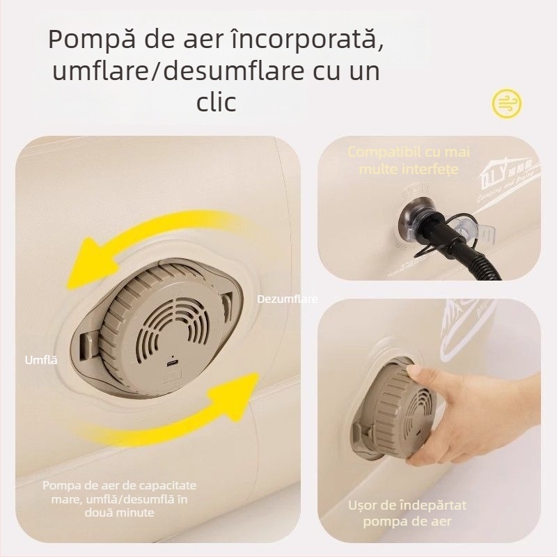 Saltea gonflabilă pentru camping în aer liber, cu pompă încorporată, 1 strat, suprafață Chunya Spun