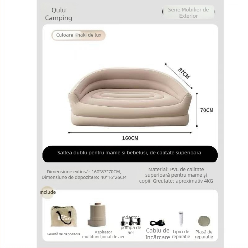 Saltea gonflabilă pentru camping în aer liber, cu pompă încorporată, 1 strat, suprafață Chunya Spun