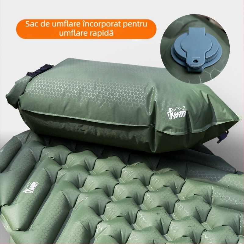 Saltea gonflabilă de camping pentru 1 persoană, TPU, 570 g, pompă manuală