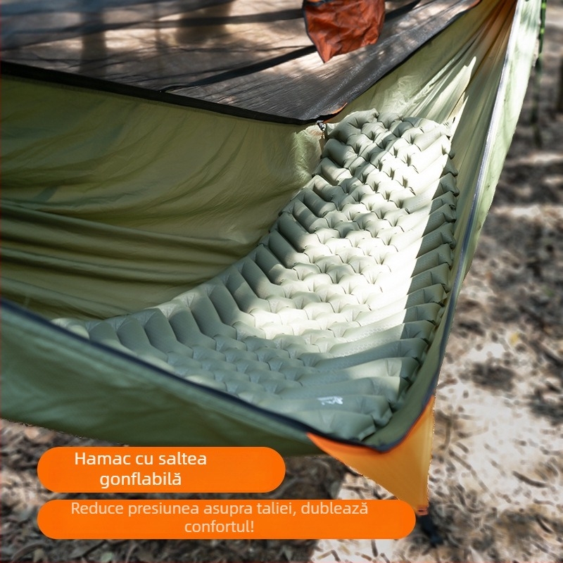 Saltea gonflabilă de camping pentru 1 persoană, TPU, 570 g, pompă manuală