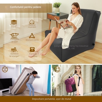 Canapea gonflabilă în formă de L pentru adulți - țesătură PVC compozită, grosime 0,55 mm, greutate 2,1 kg, personalizabilă, model Sofa-compound vertical drawstring