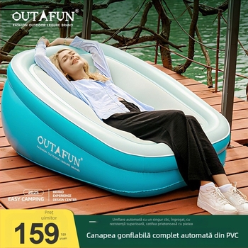 OUTAFUN canapea gonflabilă de exterior pentru camping, cu pompă încorporată, umflare automată, PVC ecologic, model: fotoliu recliner casual unic, greutate 3,83 kg