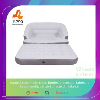 JILONG canapea-pat gonflabil, pernă de aer îngroșată, canapea pliabilă de exterior, portabil, suport până la 150 kg, PVC suprafață