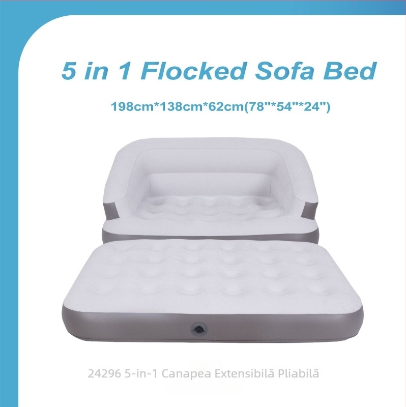 JILONG canapea-pat gonflabil, pernă de aer îngroșată, canapea pliabilă de exterior, portabil, suport până la 150 kg, PVC suprafață