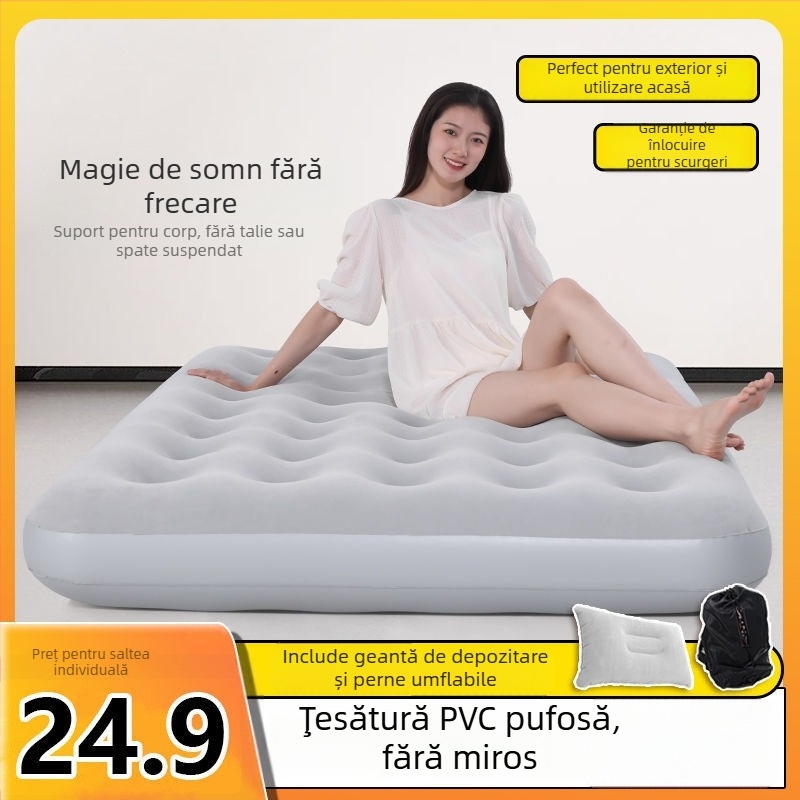 Pat gonflabil pentru camping și uz casnic, saltea de aer mare, portabilă