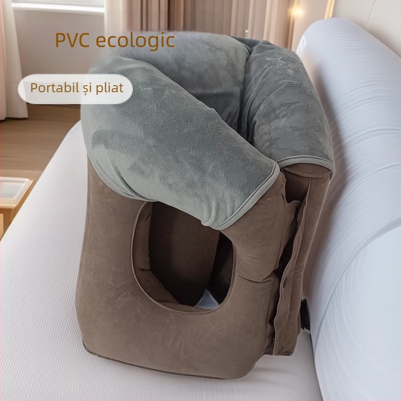 Pernă gonflabilă pentru gât, design vertical, suport pentru talie, material PVC, grosime 400