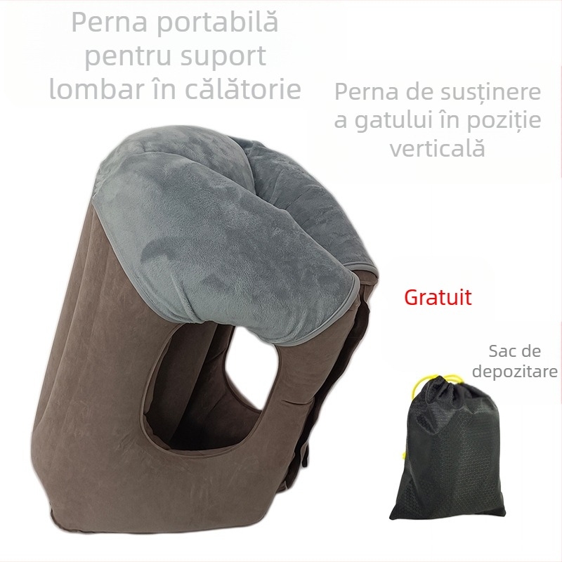 Pernă gonflabilă pentru gât, design vertical, suport pentru talie, material PVC, grosime 400
