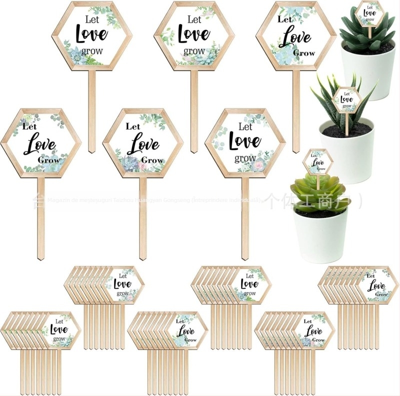 Etichete din lemn de boxwood pentru plante, Brand Great success, Categorie: Plante, Stil: Simplitate modernă