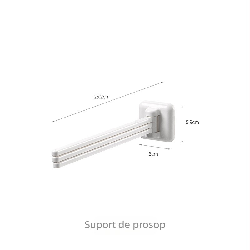 FaSoLa suport prosoape montat pe perete, rotativ, fără găuri, ABS