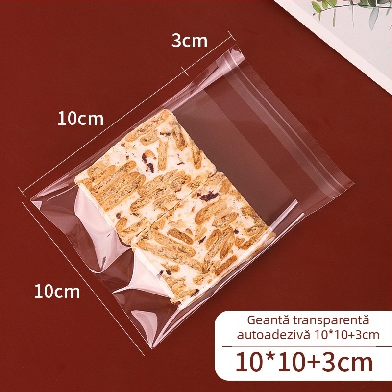 Pungă pentru biscuiți cu închidere autoadezivă, design cu fulgi de zăpadă, material compozit alimentar